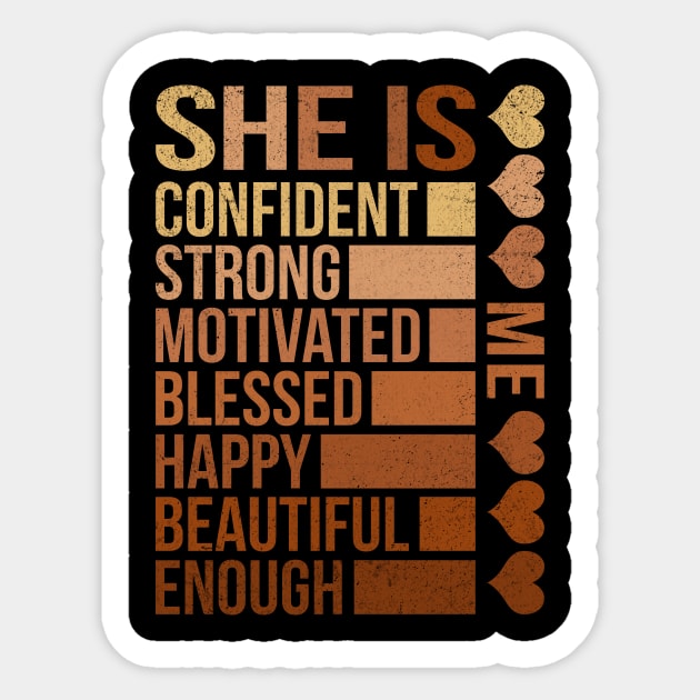 She Is Confident Strong Motivated Sticker by catador design